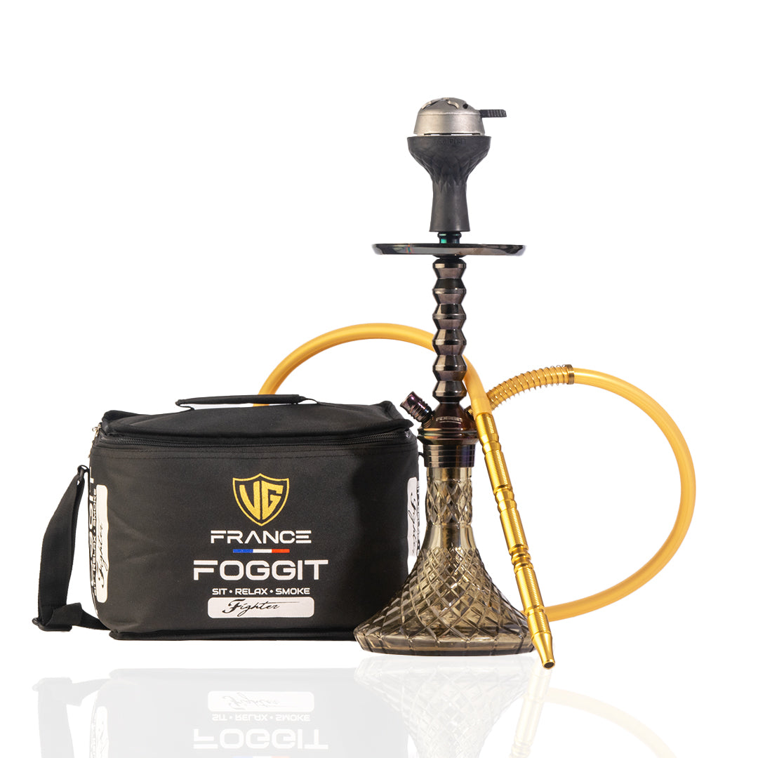 JOE Hookah with Bag (Fighter Series) -  Black Stem / Grey Base