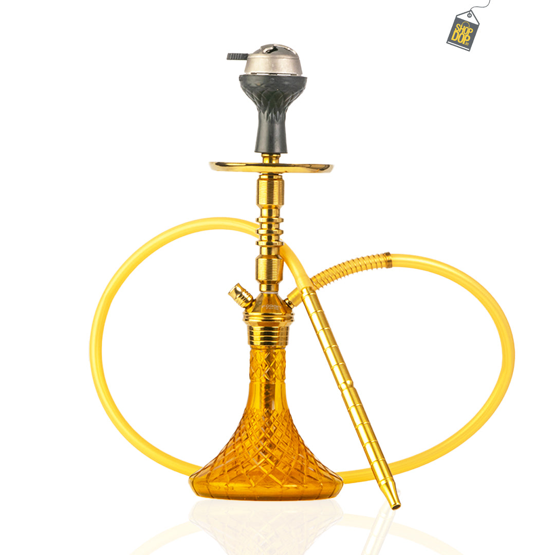 JOE Hookah with Bag (Fighter Series) -  Gold Stem / Amber Base