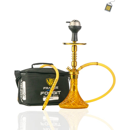 JOE Hookah with Bag (Fighter Series) -  Gold Stem / Amber Base