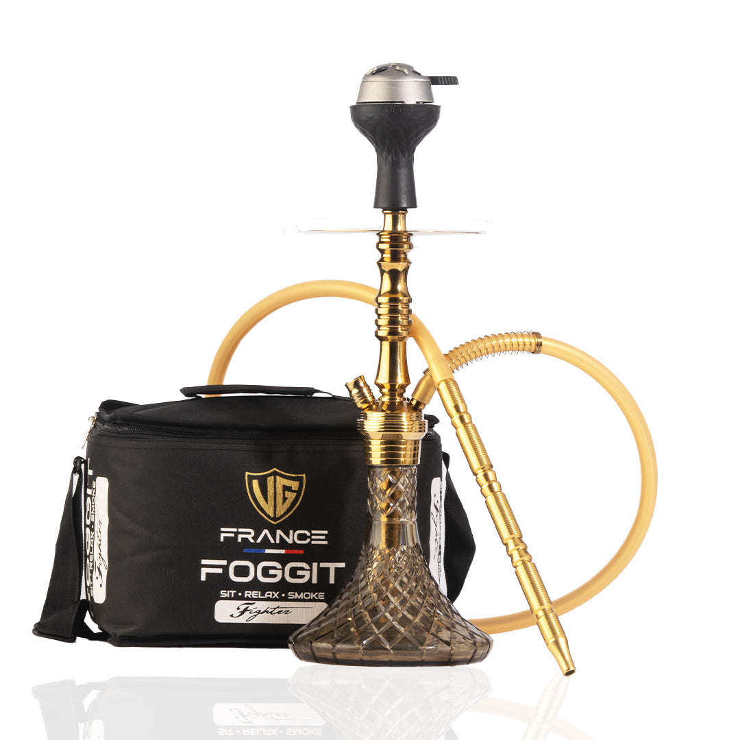 JOE Hookah with Bag (Fighter Series) -  Gold Stem / Grey Base