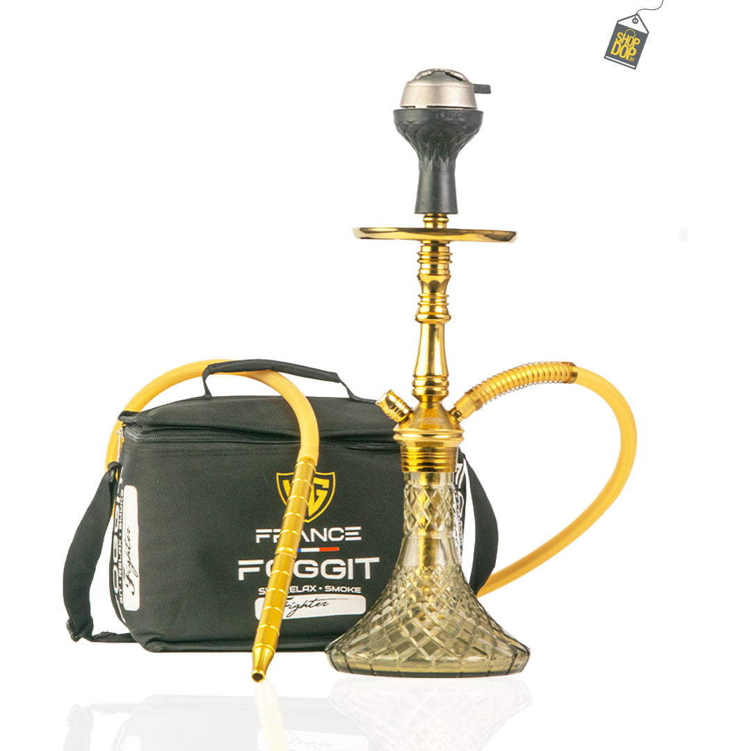 JOE Hookah with Bag (Fighter Series) -  Gold Stem / Grey Base