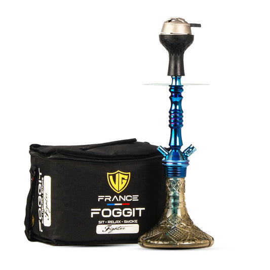 JOE Hookah with Bag (Fighter Series) - Grey Base / Blue Stem