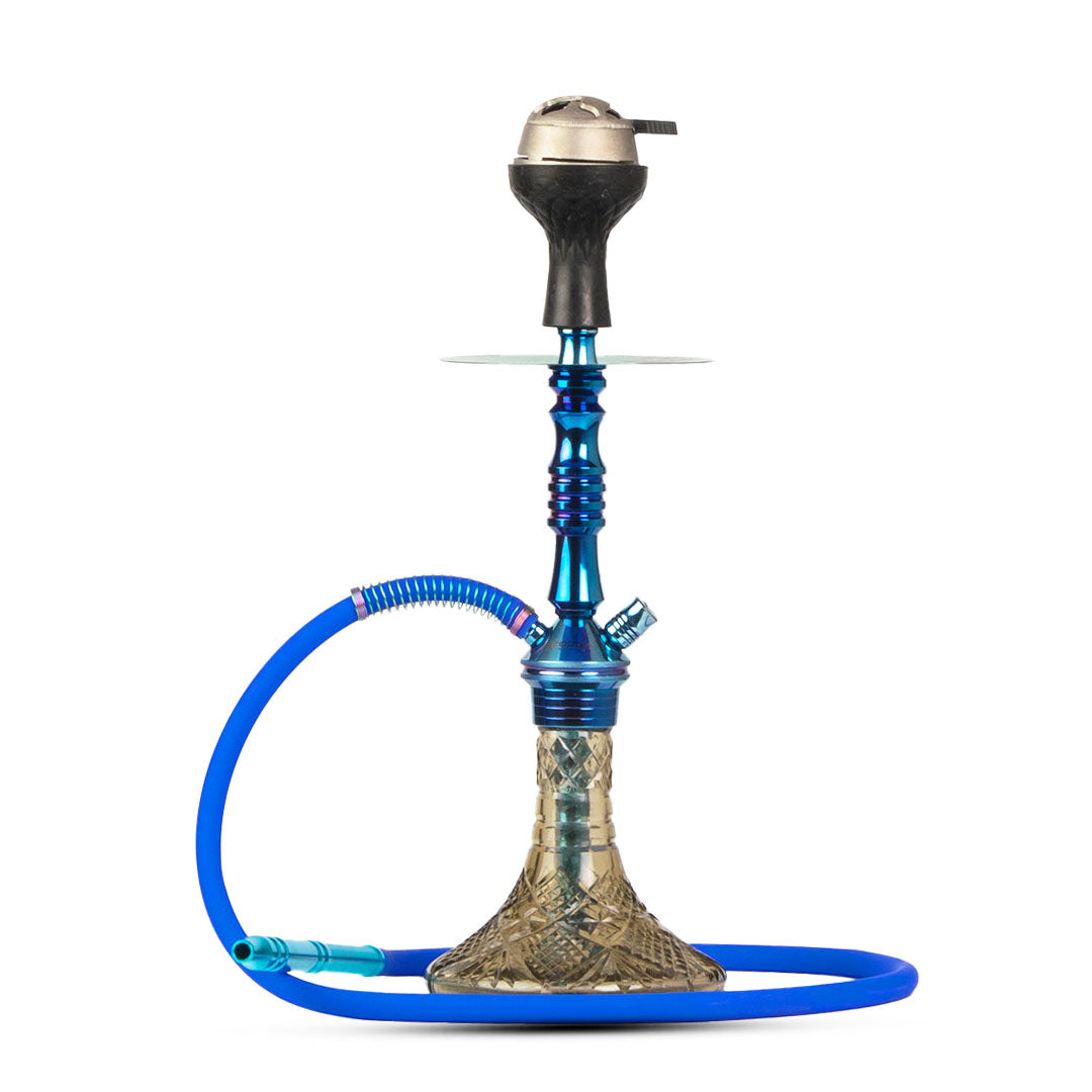 JOE Hookah with Bag (Fighter Series) - Grey Base / Blue Stem