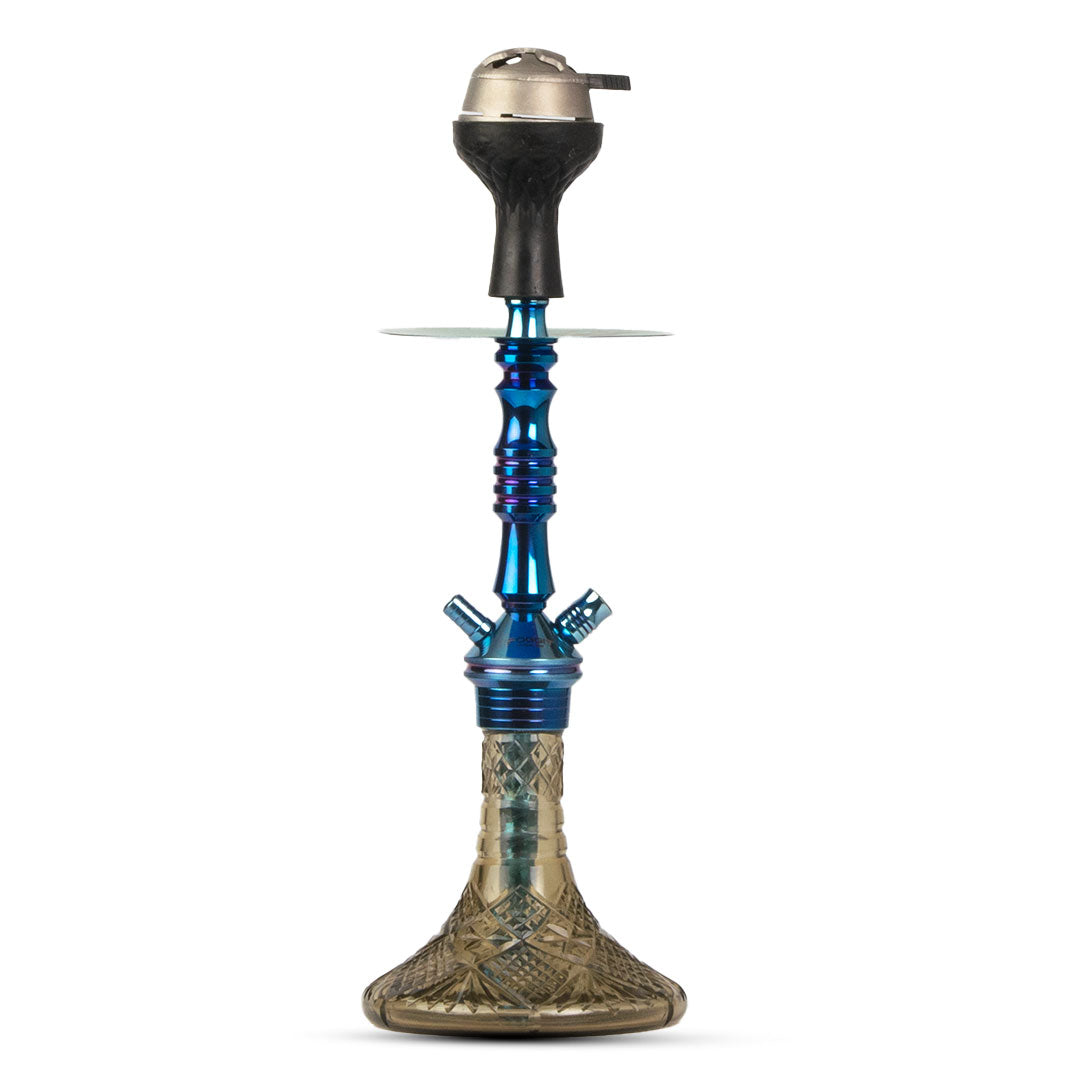 JOE Hookah with Bag (Fighter Series) - Grey Base / Blue Stem