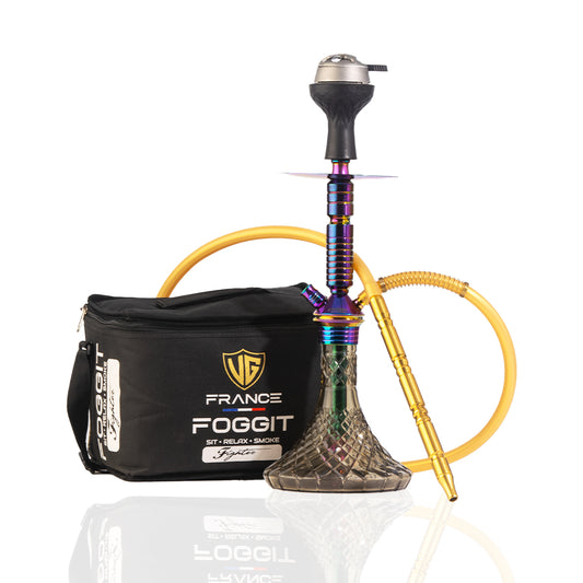 JOE Hookah with Bag (Fighter Series) -  Rainbow Stem / Grey Base