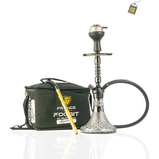 Joe Hookah with Bag - Black Stem / Transparent Base