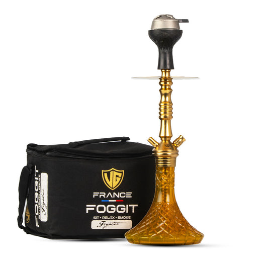 Joe Hookah with Bag (Fighter Series) - Amber Base / Gold Stem