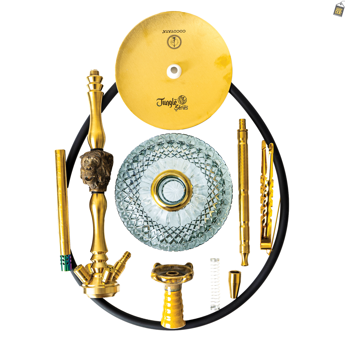 COCOYAYA Jungle Series Wild Jo Hookah - Golden (Transparent Base)