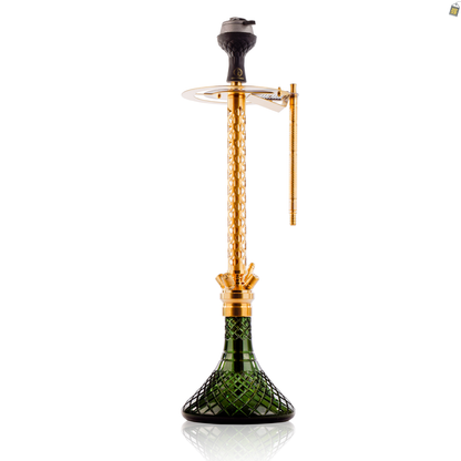 COCOYAYA King Series 2.0 DYA Hookah with Black Bag - Gold Stem / Emerald Green Base