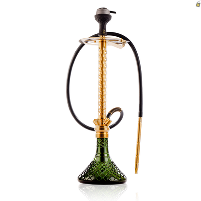 COCOYAYA King Series 2.0 DYA Hookah with Black Bag - Gold Stem / Emerald Green Base