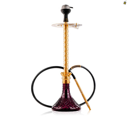 COCOYAYA King Series 2.0 Pluto Hookah with Black Bag - Gold Stem / Purple Base