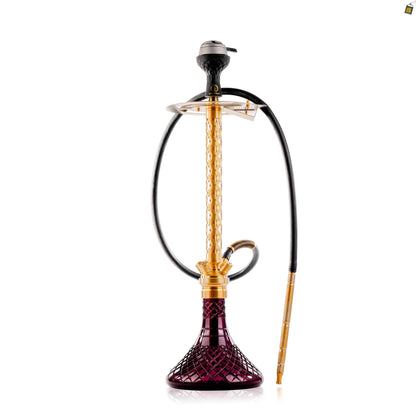 COCOYAYA King Series 2.0 Pluto Hookah with Black Bag - Gold Stem / Purple Base
