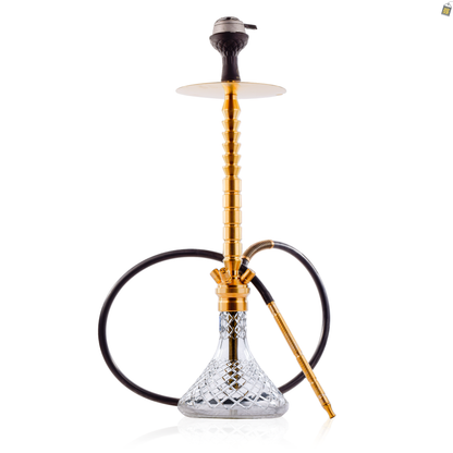 COCOYAYA King Series Heygan Hookah with Black Bag - Gold Stem / Transparent Base