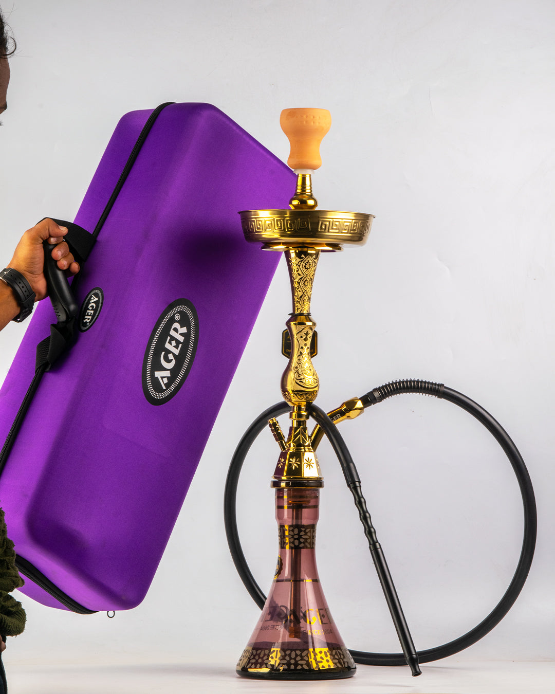 Ager Medium Khalil V Design with Case - Gold Stem / Purple Base