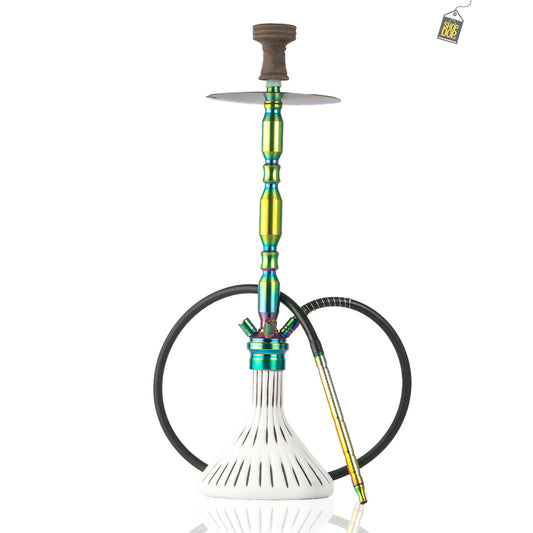 COCOYAYA King Series Hookah - Rainbow Stem (White Base)