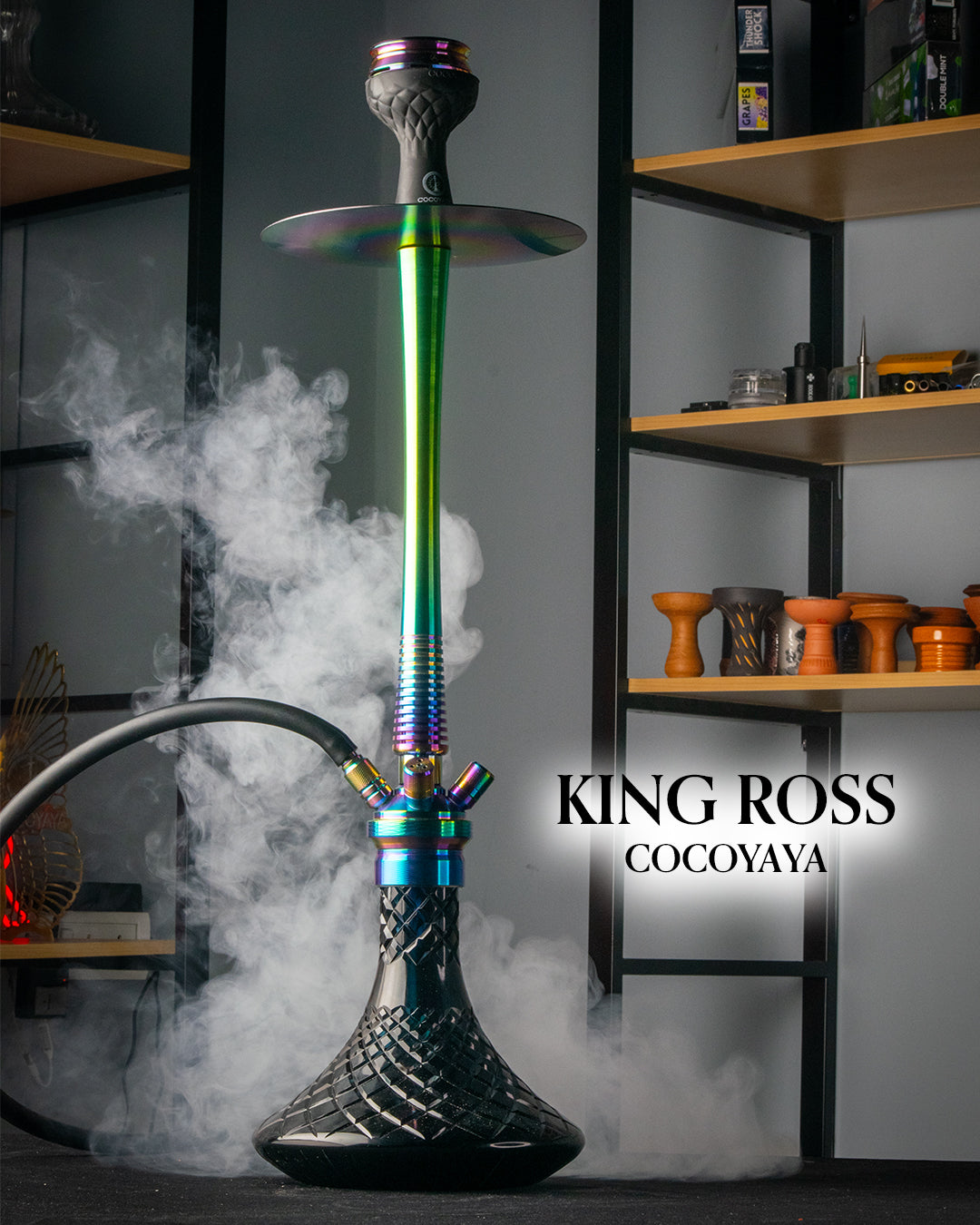 COCOYAYA King Ross Hookah - Rainbow (Black Base)