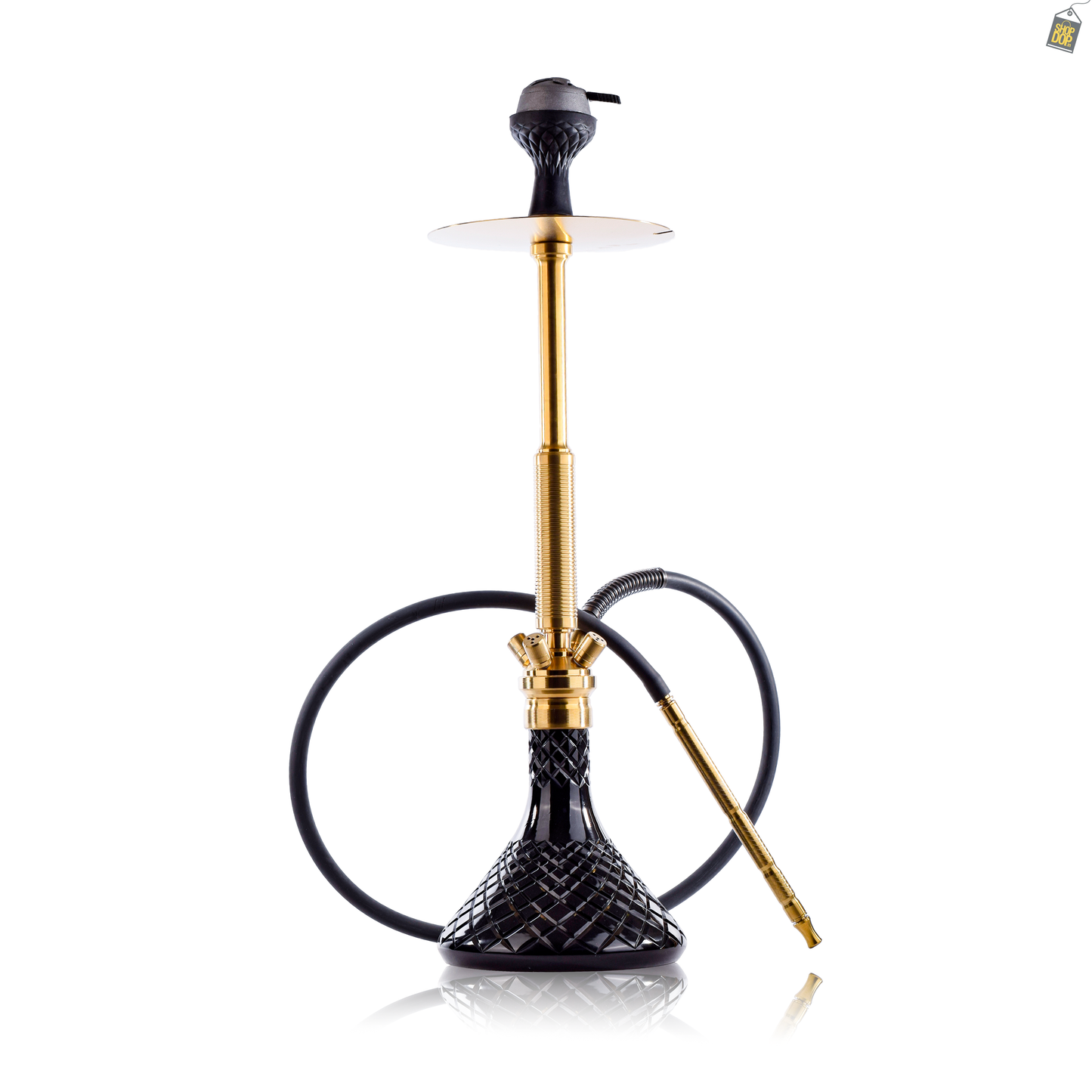 COCOYAYA King Series Spiral Hookah - Gold Stem / Black Base