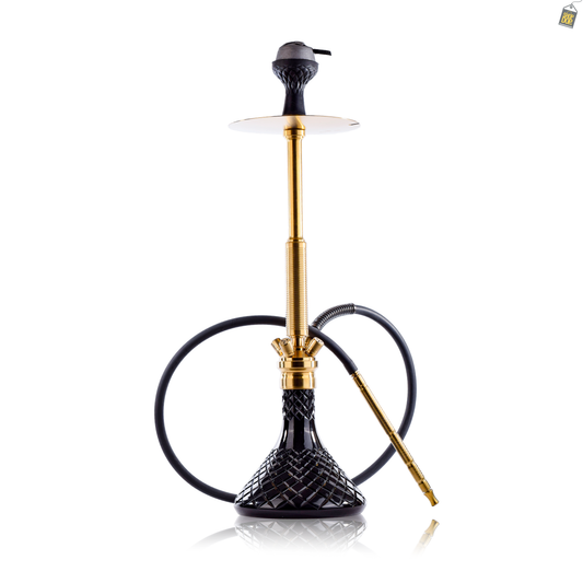 COCOYAYA King Series Spiral Hookah - Gold Stem / Black Base