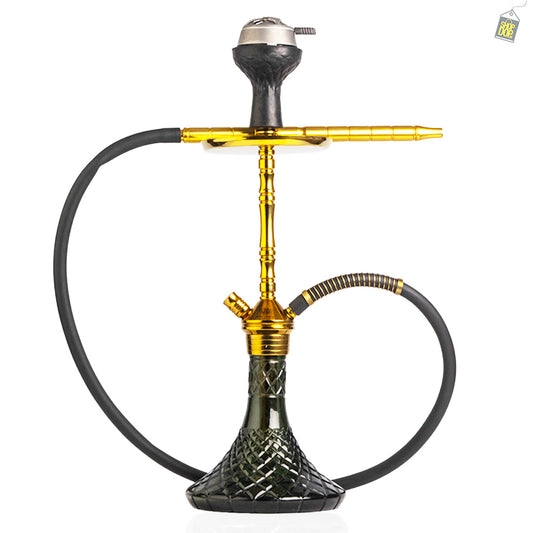 Fighter Hookah L3 - Gold Stem / Green Base