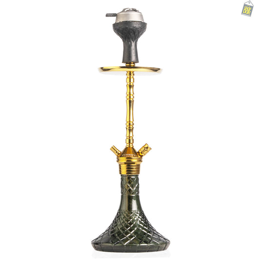 Fighter Hookah L3 - Gold Stem / Green Base