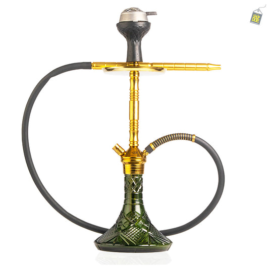 Fighter Hookah L2 - Gold Stem / Green Base