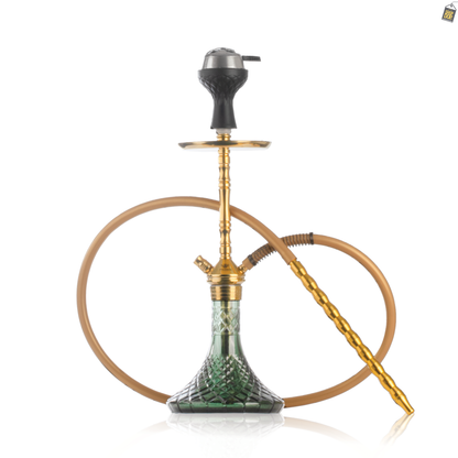 Fighter Hookah L3 - Gold Stem / Emerald Green Base