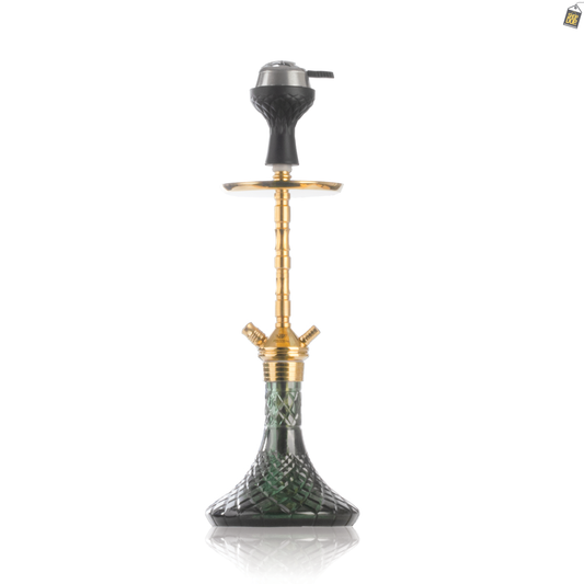 Fighter Hookah L5 - Gold Stem / Emerald Green Base