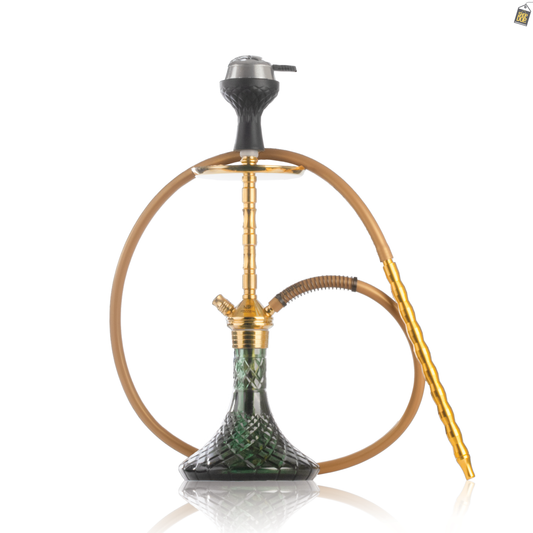 Fighter Hookah L5 - Gold Stem / Emerald Green Base