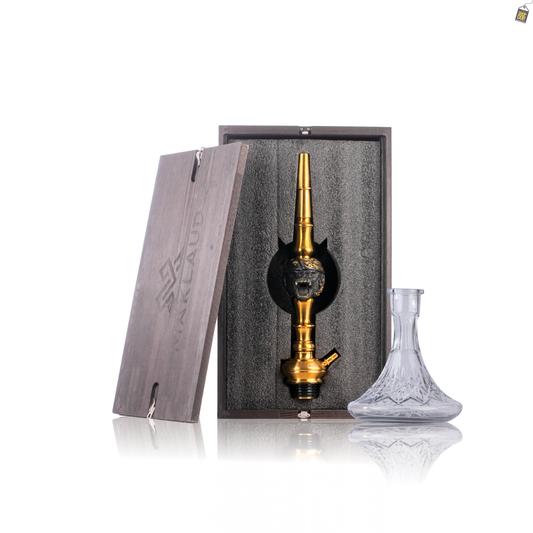 MKL Soldier Ape Hookah with Wooden Case - Gold