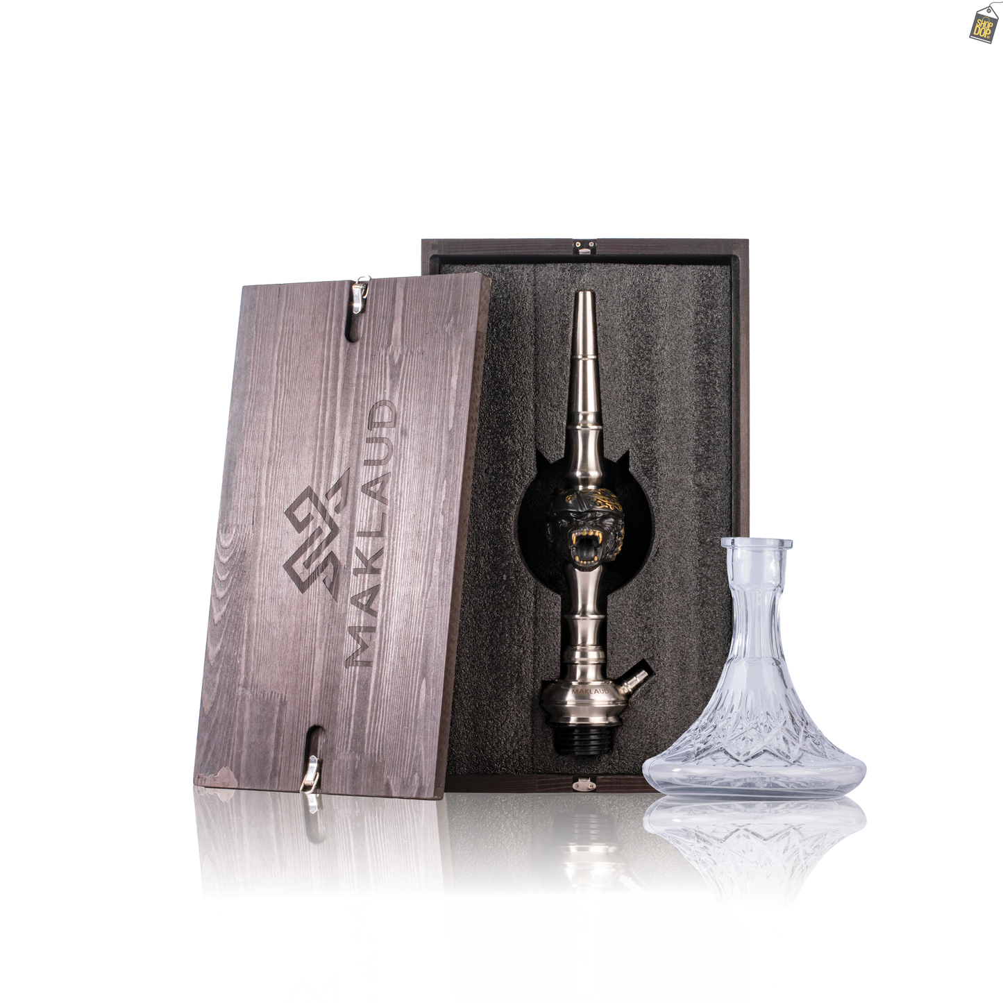 MKL Soldier Ape Hookah with Wooden Case - Silver