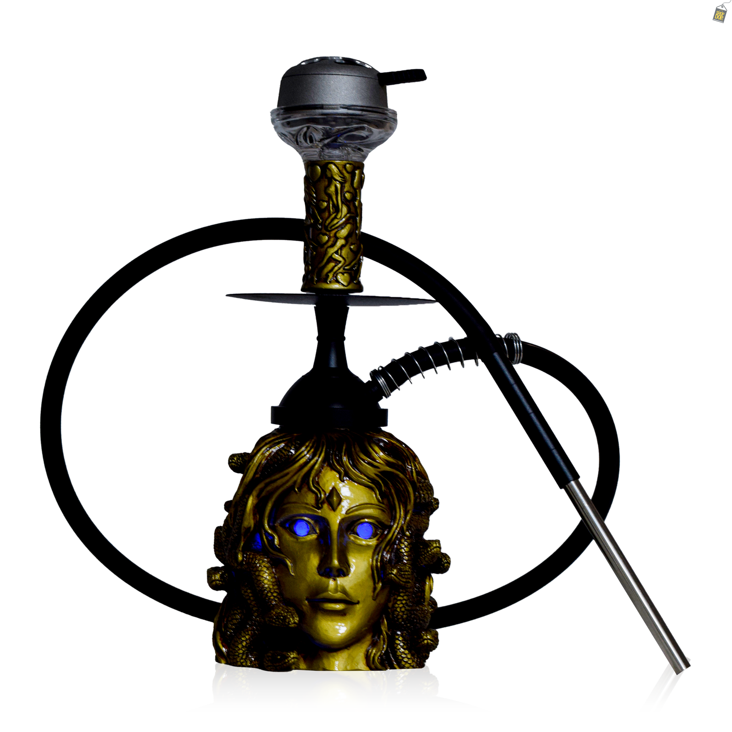 Medusa Hookah with LED Light - Gold