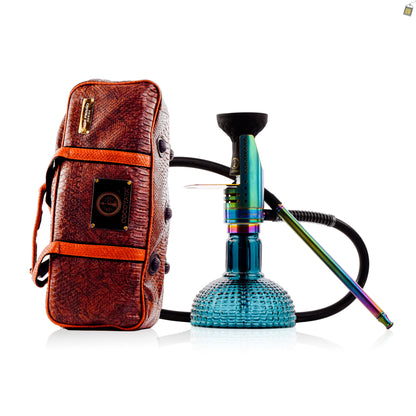 COCOYAYA Mini Ferro Hookah with Camel Bag - Rainbow Stem / Ocean Aura Base