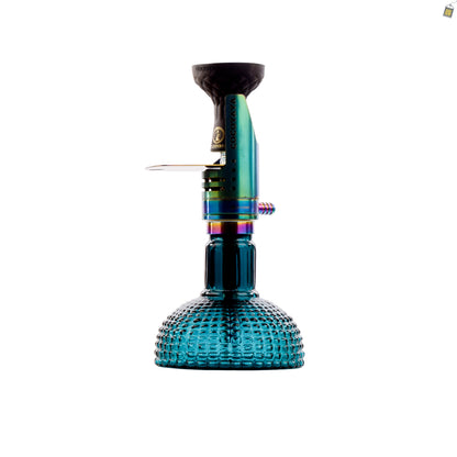 COCOYAYA Mini Ferro Hookah with Green Bag - Rainbow Stem / Ocean Aura Base