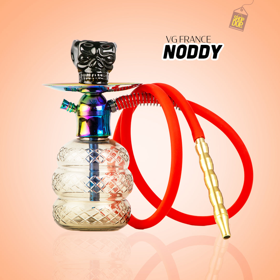 Noddy Hookah - Rainbow Stem / Grey Base