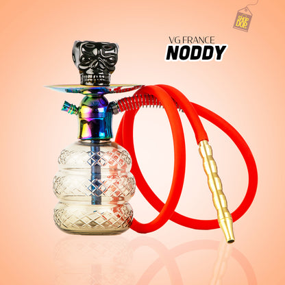 Noddy Hookah - Rainbow Stem / Grey Base