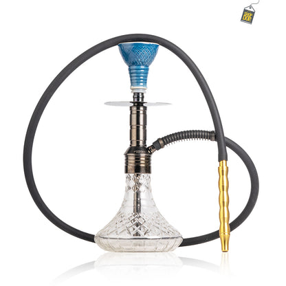 Noddy 007 Night Fire Hookah with Bag - Black Stem / Transparent Base