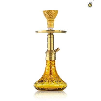 Noddy 007 Night Fire Hookah with Bag - Gold Stem / Amber Base