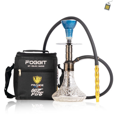 Noddy 007 Night Fire Hookah with Bag - Black Stem / Transparent Base