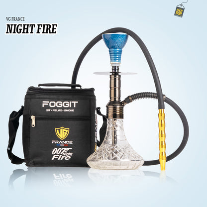 Noddy 007 Night Fire Hookah with Bag - Black Stem / Transparent Base