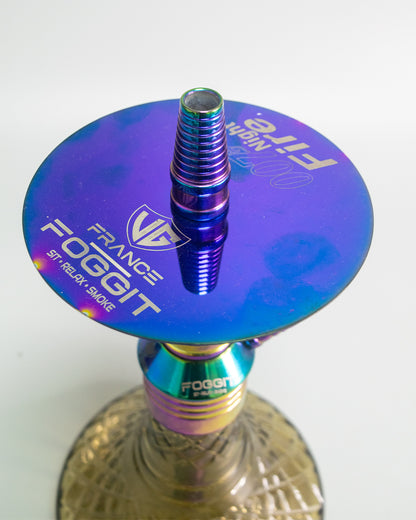 Noddy 007 Night Fire Hookah with Bag - Rainbow Stem / Grey Base