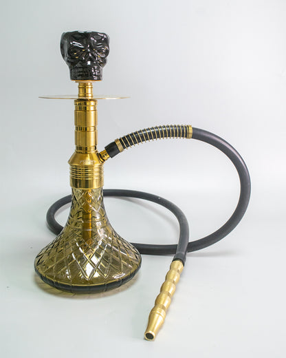 Noddy 007 Night Fire Hookah with Bag - Gold Stem / Grey Base