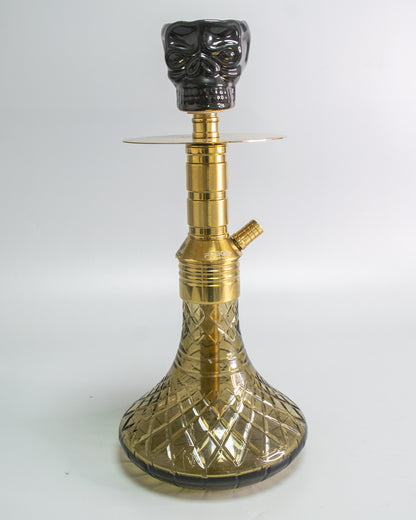 Noddy 007 Night Fire Hookah with Bag - Gold Stem / Grey Base