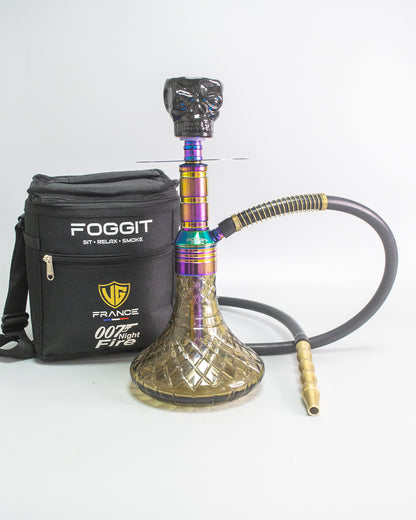 Noddy 007 Night Fire Hookah with Bag - Rainbow Stem / Grey Base