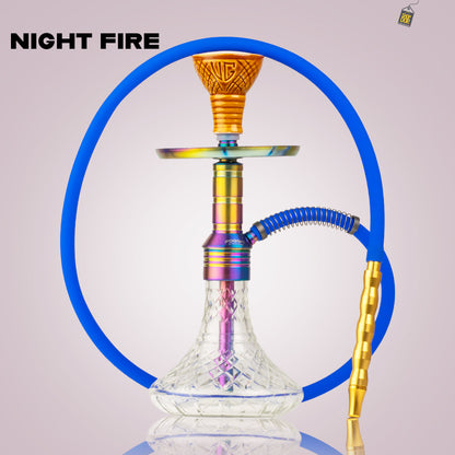 Noddy 007 Night Fire Hookah with Bag - Rainbow Stem / Transparent Base