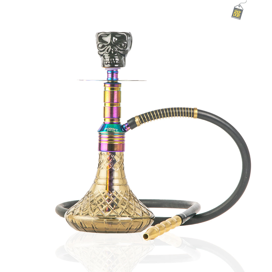 Noddy 007 Night Fire Hookah with Bag - Rainbow Stem / Grey Base