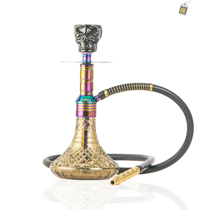 Noddy 007 Night Fire Hookah with Bag - Rainbow Stem / Grey Base