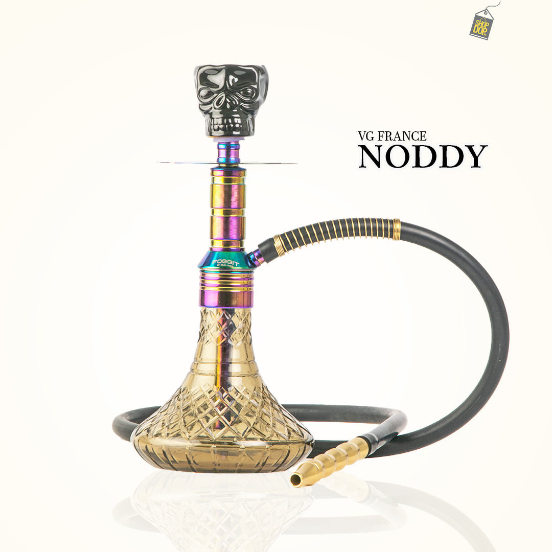 Noddy 007 Night Fire Hookah with Bag - Rainbow Stem / Grey Base