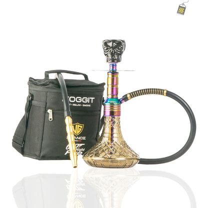 Noddy 007 Night Fire Hookah with Bag - Rainbow Stem / Grey Base