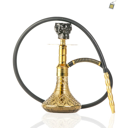 Noddy 007 Night Fire Hookah with Bag - Gold Stem / Grey Base