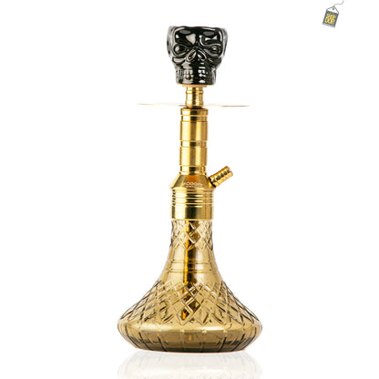 Noddy 007 Night Fire Hookah with Bag - Gold Stem / Grey Base